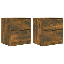 Maison Chic Lot de 2 Tables de chevet - Tables de Nuit Chêne fumé Bois d'ingénierie