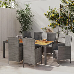 Maison Chic Salon de jardin 7 pcs + coussins - Mobilier/Meubles de jardin - Table et chaises d'extérieur Résine tressée Gris -MN48878