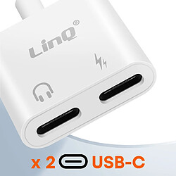 Acheter LinQ Adaptateur USB C vers 2x USB C Audio et Charge Rapide Power Delivery Blanc