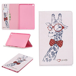 Etui en PU motif imprimé avec support girafe portant des lunettes pour votre Samsung Galaxy Tab A 10.1 (2019) T510