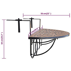 vidaXL Table suspendue de balcon Terre cuite Mosaïque pas cher