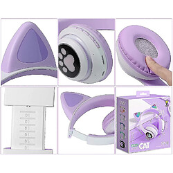 Acheter Universal Écouteurs sans fil Cat LED Lumineux écouteurs pliables Bluetooth avec / microphone Distance en ligne (Purple Princess)