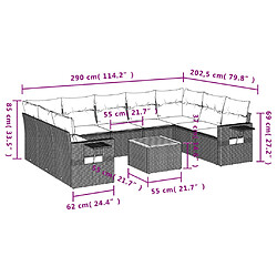 Avis Maison Chic Salon de jardin avec coussins 10 pcs, Ensemble Tables et chaises de jardin, gris résine tressée -GKD576812