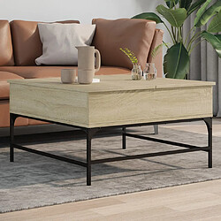 ComfortXL Table Basse Chêne Sonoma 80x80x45 Cm Bois D'ingénierie Et Métal