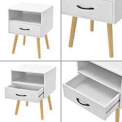 Helloshop26 Table de chevet commode à tiroir meuble bas de table de nuit avec espace de stockage 57 cm blanc 03_0006227