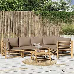 Maison Chic Salon de jardin 6 pcs + coussins - Mobilier/Meubles de jardin - Table et chaises d'extérieur taupe bambou -MN89471