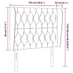 Acheter vidaXL Tête de lit avec oreilles Gris clair 103x23x118/128 cm Tissu