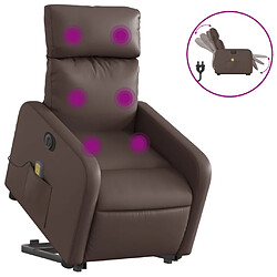 vidaXL Fauteuil inclinable de massage électrique marron similicuir