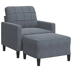 vidaXL Fauteuil avec repose-pied Gris foncé 60 cm Velours