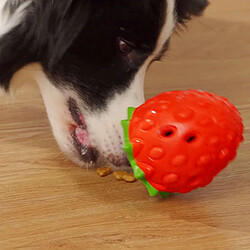 Acheter Universal Portable fraise chien fuite boule alimentaire distributeur d'aliments lent jouet à mâcher en caoutchouc durable entraînement interactif libération de pression | Jouets pour chiens