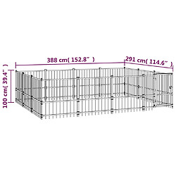 vidaXL Chenil d'extérieur pour chiens Acier 11,58 m² pas cher