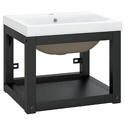 Helloshop26 Cadre de lavabo de salle de bain 40 x 38 x 31 cm vasque à encastrer noir fer 02_0006781