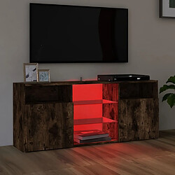 Avis Maison Chic Meubles TV avec lumières LED - Banc TV pour salon Chêne fumé 120x30x50 cm -MN23229