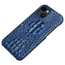 Coque en TPU + cuir véritable texture crocodile pour votre iPhone 14 - saphire