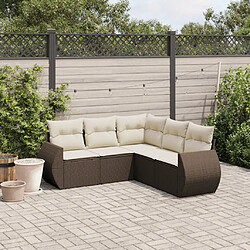 vidaXL Salon de jardin avec coussins 5 pcs marron résine tressée