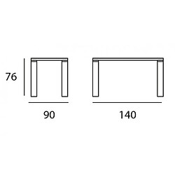 Inside 75 Table repas ECO 4 couverts 140 x 90 cm pieds bois plateau chêne noueux