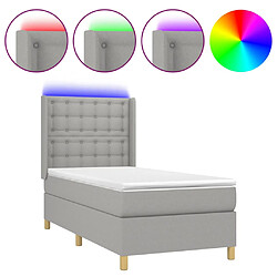 vidaXL Sommier à lattes de lit matelas LED Gris clair 90x200cm Tissu