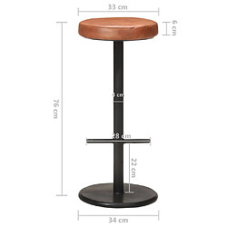 vidaXL Tabourets de bar lot de 2 marron cuir véritable pas cher