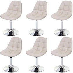 Decoshop26 6x chaises de salle à manger en synthétique crème pied chromé pivotant CDS04621 