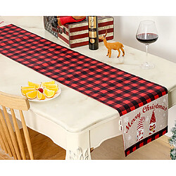 C363 Christmas Black and Red Checkered Table Runner Dwarf Old Man Face Old Man Table Nordic Sandkin pour les vacances