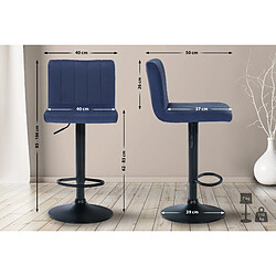 Acheter Decoshop26 Lot de 2 tabourets de bar pivotant hauteur réglable assise surpiqué en velours bleu et métal noir 10_0004224