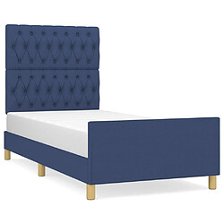 Maison Chic Lit adulte - Cadre Structure de lit avec tête de lit Contemporain Bleu 100 x 200 cm Tissu -MN10014