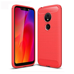 Wewoo Coque en TPU texturée et fibre de carbone pour Motorola Moto G7 Play (Rouge)