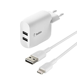 Chargeur 2x USB 24W + Câble iPhone / iPad, Belkin