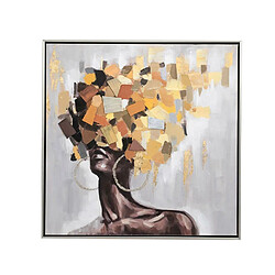 Pegane Tableau peinture à l'huile sur toile, peinte à la main avec cadre en bois noir - Longueur 60 x Profondeur 4 x Hauteur 60 cm