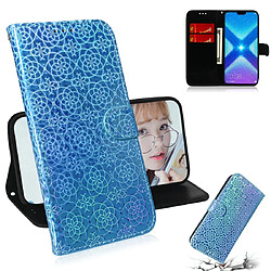 Wewoo Housse Coque Pour Huawei Honor 8X Couleur unie Boucle magnétique colorée Flip horizontal en cuir PU avec support et fentes cartes et portefeuille et lanière bleu