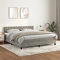 Maison Chic Lit Adulte - Lit simple Lit à sommier tapissier et matelas moelleux - Meuble de Chambre - Gris clair 160x200cm Velours -MN55287