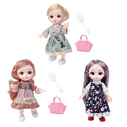 3x 14 Articulations Mobiles 1/12 Baby Doll 3D Eyes Fashion Toy Accs