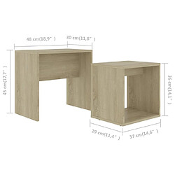 vidaXL Ensemble de table basse Chêne sonoma 48x30x45cm Bois ingénierie pas cher