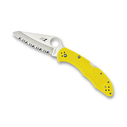 SPYDERCO - C88SYL2 - COUTEAU SPYDERCO SALT 2 JAUNE A DENTS