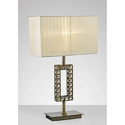 Luminaire Center Lampe de Table Florence Rectangle avec Abat jour crème 1 Ampoule laiton antique/cristal