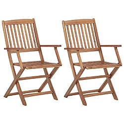 Maison Chic Lot de 2 Chaises pliables de jardin avec coussins | Chaises Relax d'extérieur Bois d'acacia -GKD67799