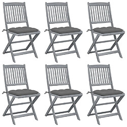 vidaXL Chaises pliables d'extérieur lot de 6 et coussins Bois d'acacia