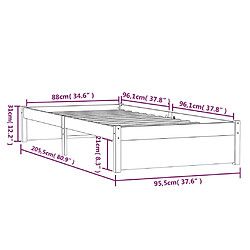 vidaXL Cadre de lit sans matelas bois massif 90x200 cm pas cher