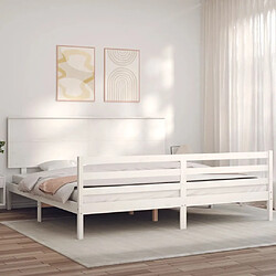 Avis Maison Chic Lit adulte - Cadre Structure de lit avec tête de lit Contemporain blanc 200x200 cm bois massif -MN76955