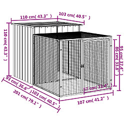 Acheter vidaXL Poulailler avec cour anthracite 110x201x110 cm acier galvanisé