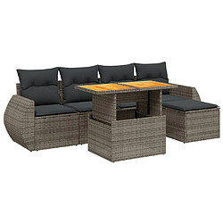 vidaXL Salon de jardin 6 pcs avec coussins gris résine tressée