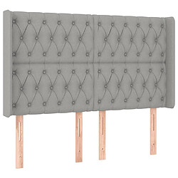 Avis Maison Chic Tête de lit scandinave à LED,meuble de chambre Gris clair 147x16x118/128 cm Tissu -MN75873