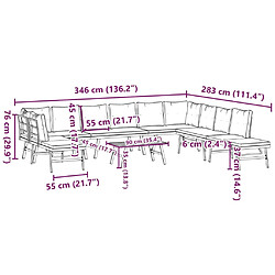 vidaXL Bancs de jardin avec coussins lot de 6 acier enduit de poudre pas cher