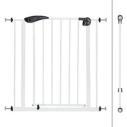 ECD Germany Barrière de Sécurité pour Enfants, Chiens, Largeur 75-85 cm, sans Perçage, Blanc, Pivotant des Deux Côtés, Fermeture Automatique, Garde-Porte Métallique Extra-Sécurisé pour Escalier, Porte