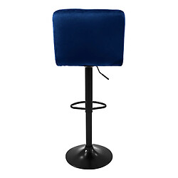 Acheter Tabouret de bar, lot de 2, bleu, revêtement velours, dossier et repose-pieds réglables en hauteur 63-83cm ML-Design