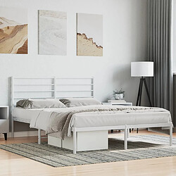 Maison Chic Lit adulte 160x200cm- Cadre de lit métal avec tête de lit pour chambre blanc -MN39499