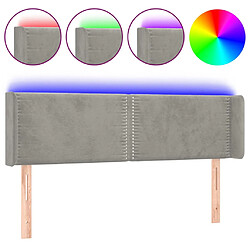 vidaXL Tête de lit à LED Gris clair 147x16x78/88 cm Velours