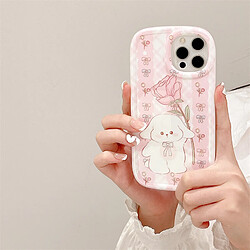 GUPBOO Étui pour iPhone13 Main tenant une grande fleur rose lapin mignon étui pour téléphone portable fille douce