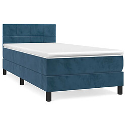 Maison Chic Structures de lit + matelas,Lit à sommier tapissier et matelas pour Chambre Bleu foncé 80x200 cm Velours -MN56329