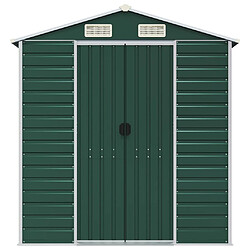 Helloshop26 Abri de jardin cabane cabanon maison de stockage remise extérieur hangar outils robuste 191 x 555 x 198 cm acier galvanisé vert 02_0022352